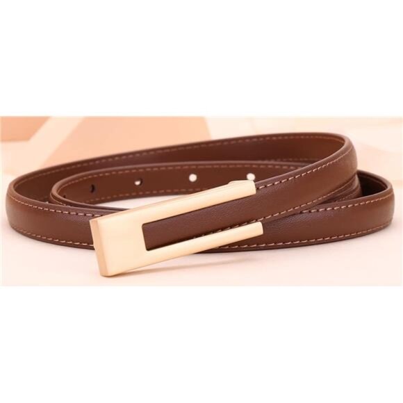 Women’s Leather Belt – Soft Calf Leather with Gold C-Shaped Buckle - Picture 1 of 6